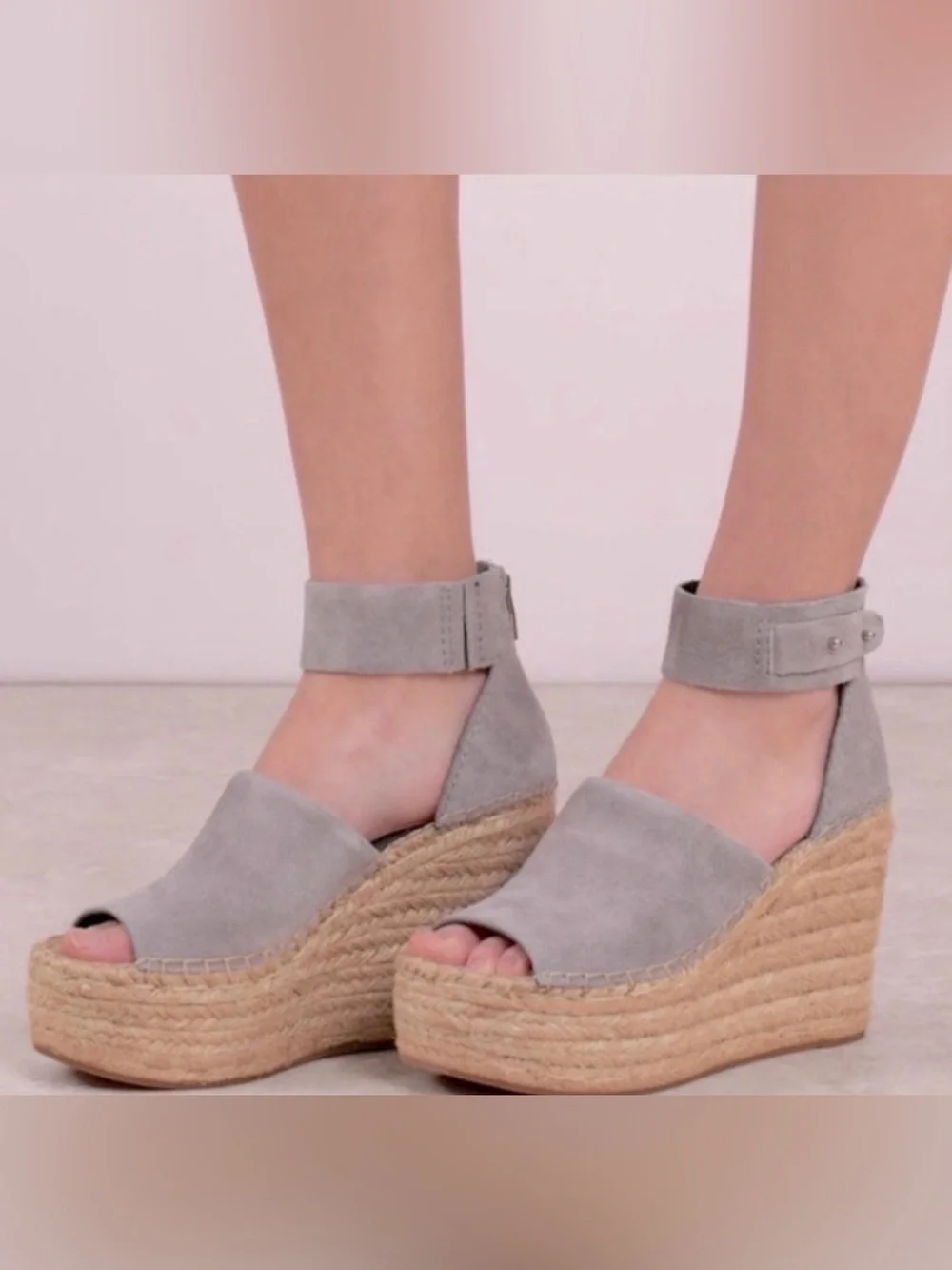 Dolce Vita Beige Suede Platform Espadrille Sandals